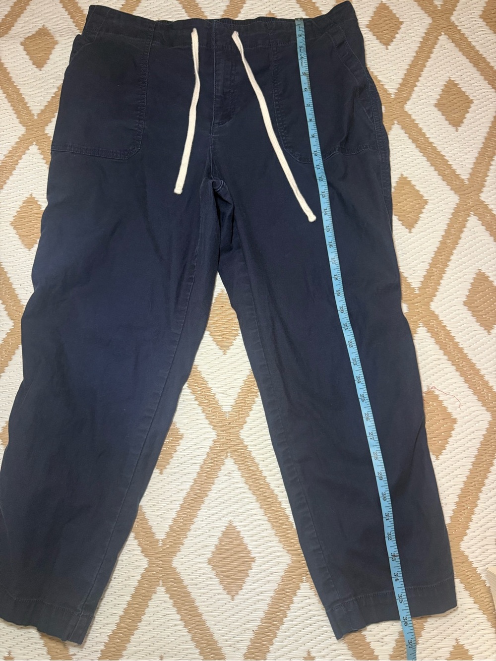 LOFT Navy Drawstring Jogger Pants with White Cord